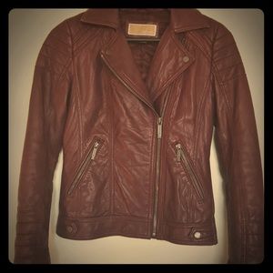 Micheal Kors, burgundy leather jacket.